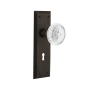 Nostalgic Warehouse Vintage Crystal Meadows Privacy Door Knob Set with New York Rose, 2-3/8" Backset and Decorative Keyhole Oil-Rubbed Bronze