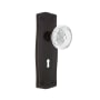 Nostalgic Warehouse Vintage Crystal Meadows Vintage Skeleton Key Retrofit Door Knob Set with Prairie Rose Timeless Bronze