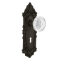Nostalgic Warehouse Vintage Crystal Meadows Vintage Skeleton Key Retrofit Door Knob Set with Victorian Rose Oil-Rubbed Bronze