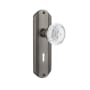 Nostalgic Warehouse Vintage Crystal Meadows Privacy Door Knob Set with Deco Rose, 2-3/4" Backset and Decorative Keyhole Antique Pewter