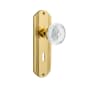 Nostalgic Warehouse Vintage Crystal Meadows Privacy Door Knob Set with Deco Rose, 2-3/4" Backset and Decorative Keyhole Polished Brass