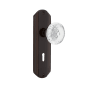 Nostalgic Warehouse Vintage Crystal Meadows Privacy Door Knob Set with Deco Rose, 2-3/4" Backset and Decorative Keyhole Timeless Bronze