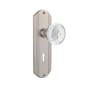 Nostalgic Warehouse Vintage Crystal Meadows Privacy Door Knob Set with Deco Rose, 2-3/4" Backset and Decorative Keyhole Satin Nickel