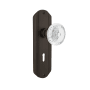 Nostalgic Warehouse Vintage Crystal Meadows Privacy Door Knob Set with Deco Rose, 2-3/4" Backset and Decorative Keyhole Oil-Rubbed Bronze