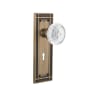 Nostalgic Warehouse Vintage Crystal Meadows Passage Door Knob Set with Mission Rose, 2-3/4" Backset and Decorative Keyhole Antique Brass