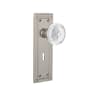 Nostalgic Warehouse Vintage Crystal Meadows Passage Door Knob Set with Mission Rose, 2-3/4" Backset and Decorative Keyhole Satin Nickel