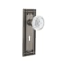 Nostalgic Warehouse Vintage Crystal Meadows Passage Door Knob Set with Mission Rose, 2-3/4" Backset and Decorative Keyhole Antique Pewter
