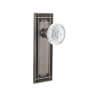 Nostalgic Warehouse Vintage Crystal Meadows Privacy Door Knob Set with Mission Rose and 2-3/8" Backset Antique Pewter