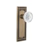 Nostalgic Warehouse Vintage Crystal Meadows Privacy Door Knob Set with Mission Rose and 2-3/8" Backset Antique Brass