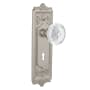 Nostalgic Warehouse Vintage Crystal Meadows Privacy Door Knob Set with Egg & Dart Rose, 2-3/8" Backset and Decorative Keyhole Satin Nickel