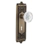 Nostalgic Warehouse Vintage Crystal Meadows Privacy Door Knob Set with Egg & Dart Rose, 2-3/8" Backset and Decorative Keyhole Antique Brass