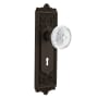 Nostalgic Warehouse Vintage Crystal Meadows Privacy Door Knob Set with Egg & Dart Rose, 2-3/8" Backset and Decorative Keyhole Oil-Rubbed Bronze