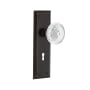 Nostalgic Warehouse Vintage Crystal Meadows Privacy Door Knob Set with New York Rose, 2-3/8" Backset and Decorative Keyhole Timeless Bronze