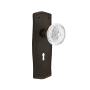 Nostalgic Warehouse Vintage Crystal Meadows Privacy Door Knob Set with Prairie Rose, 2-3/8" Backset and Decorative Keyhole Oil-Rubbed Bronze