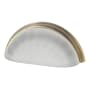 Nostalgic Warehouse Vintage Restoration Fluted 3 Inch Center to Center Cup Cabinet Pull - Frosted Milk Glass Antique Brass
