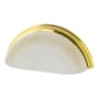 Nostalgic Warehouse Vintage Restoration Fluted 3 Inch Center to Center Cup Cabinet Pull - Frosted Milk Glass Polished Brass