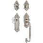 Nostalgic Warehouse Vintage Crystal Sectional Keyed Entry Door Handleset with Crystal Victorian Interior Knob, F Handle Grip and 2-3/4" Backset Satin Nickel