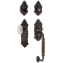 Nostalgic Warehouse Vintage Crystal Sectional Keyed Entry Door Handleset with Crystal Victorian Interior Knob, F Handle Grip and 2-3/4" Backset Timeless Bronze