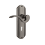 Nostalgic Warehouse Manor Passage Door Lever Set with Deco Rose and Decorative Keyhole for 2-3/8" Backset Doors Antique Pewter