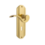 Nostalgic Warehouse Manor Passage Door Lever Set with Deco Rose and Decorative Keyhole for 2-3/8" Backset Doors Unlacquered Brass