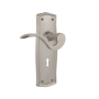 Nostalgic Warehouse Manor Non-Turning One-Sided Door Lever with Prairie Rose and Decorative Keyhole Satin Nickel