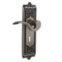 Nostalgic Warehouse Manor Privacy Door Lever Set with Egg & Dart Rose and Decorative Keyhole for 2-3/4" Backset Doors Antique Pewter