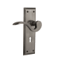 Nostalgic Warehouse Manor Privacy Door Lever Set with New York Rose and Decorative Keyhole for 2-3/4" Backset Doors Antique Pewter