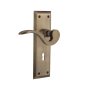 Nostalgic Warehouse Manor Privacy Door Lever Set with New York Rose and Decorative Keyhole for 2-3/4" Backset Doors Antique Brass