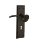 Nostalgic Warehouse Manor Privacy Door Lever Set with New York Rose and Decorative Keyhole for 2-3/4" Backset Doors Oil-Rubbed Bronze