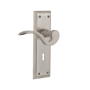 Nostalgic Warehouse Manor Privacy Door Lever Set with New York Rose and Decorative Keyhole for 2-3/4" Backset Doors Satin Nickel