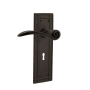 Nostalgic Warehouse Swan Passage Door Lever Set with Mission Rose and Decorative Keyhole for 2-3/8" Backset Doors Oil-Rubbed Bronze