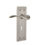 Nostalgic Warehouse Swan Passage Door Lever Set with Mission Rose and Decorative Keyhole for 2-3/8" Backset Doors Satin Nickel