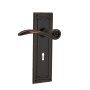 Nostalgic Warehouse Swan Passage Door Lever Set with Mission Rose and Decorative Keyhole for 2-3/8" Backset Doors Timeless Bronze
