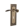 Nostalgic Warehouse Swan Passage Door Lever Set with Mission Rose and Decorative Keyhole for 2-3/4" Backset Doors Antique Brass