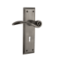 Nostalgic Warehouse Swan Passage Door Lever Set with New York Rose and Decorative Keyhole for 2-3/4" Backset Doors Antique Pewter
