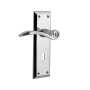 Nostalgic Warehouse Swan Passage Door Lever Set with New York Rose and Decorative Keyhole for 2-3/4" Backset Doors Bright Chrome
