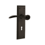 Nostalgic Warehouse Swan Passage Door Lever Set with New York Rose and Decorative Keyhole for 2-3/4" Backset Doors Oil-Rubbed Bronze