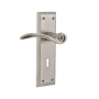 Nostalgic Warehouse Swan Passage Door Lever Set with New York Rose and Decorative Keyhole for 2-3/4" Backset Doors Satin Nickel