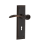 Nostalgic Warehouse Swan Passage Door Lever Set with New York Rose and Decorative Keyhole for 2-3/4" Backset Doors Timeless Bronze