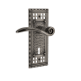 Nostalgic Warehouse Swan Privacy Door Lever Set with Craftsman Rose and Decorative Keyhole for 2-3/8" Backset Doors Antique Pewter