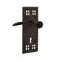 Nostalgic Warehouse Swan Privacy Door Lever Set with Craftsman Rose and Decorative Keyhole for 2-3/8" Backset Doors Oil-Rubbed Bronze