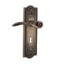 Nostalgic Warehouse Swan Privacy Door Lever Set with Meadows Rose and Decorative Keyhole for 2-3/4" Backset Doors Antique Brass