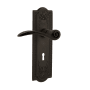 Nostalgic Warehouse Swan Privacy Door Lever Set with Meadows Rose and Decorative Keyhole for 2-3/4" Backset Doors Oil-Rubbed Bronze