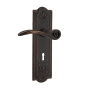 Nostalgic Warehouse Swan Privacy Door Lever Set with Meadows Rose and Decorative Keyhole for 2-3/4" Backset Doors Timeless Bronze