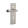 Nostalgic Warehouse Fleur Non-Turning One-Sided Door Lever with New York Rose and Decorative Keyhole Satin Nickel