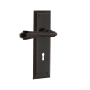Nostalgic Warehouse Fleur Non-Turning One-Sided Door Lever with New York Rose and Decorative Keyhole Timeless Bronze