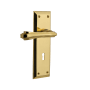 Nostalgic Warehouse Fleur Non-Turning One-Sided Door Lever with New York Rose and Decorative Keyhole Unlacquered Brass