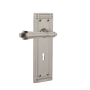 Nostalgic Warehouse Fleur Non-Turning Two-Sided Lever Set with Mission Rose and Decorative Keyhole Satin Nickel