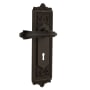 Nostalgic Warehouse Fleur Privacy Door Lever Set with Egg & Dart Rose and Decorative Keyhole for 2-3/4" Backset Doors Oil-Rubbed Bronze