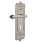Nostalgic Warehouse Fleur Privacy Door Lever Set with Egg & Dart Rose and Decorative Keyhole for 2-3/4" Backset Doors Satin Nickel